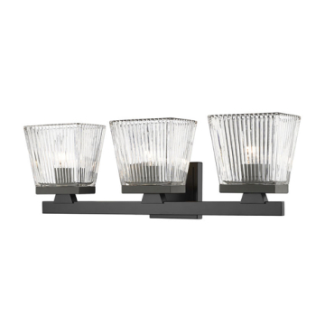 Z-Lite Astor 3-Light Vanity - 120V - Matte Black / Clear