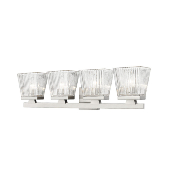 Z-Lite Astor 4-Light Vanity - 120V - Brushed Nickel / Clear