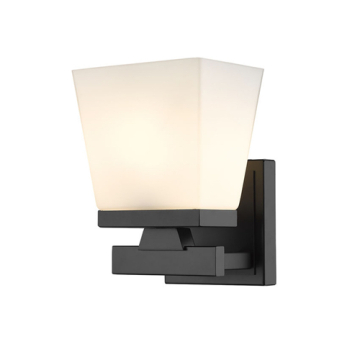 Z-Lite Astor 1-Light Wall Sconce - 120V - Matte Black / Etched Opal