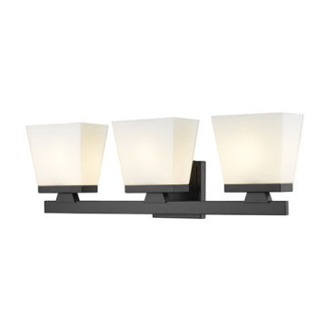 Z-Lite Astor 3-Light Vanity - 120V - Matte Black / Etched Opal