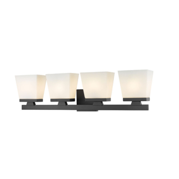 Z-Lite Astor 4-Light Vanity - 120V - Matte Black / Etched Opal