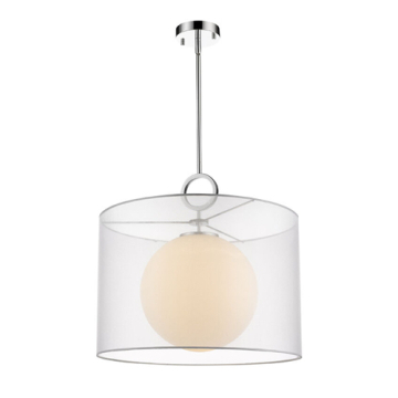 Z-Lite Arosia 20" 1-Light Pendant - 120V - Chrome / White