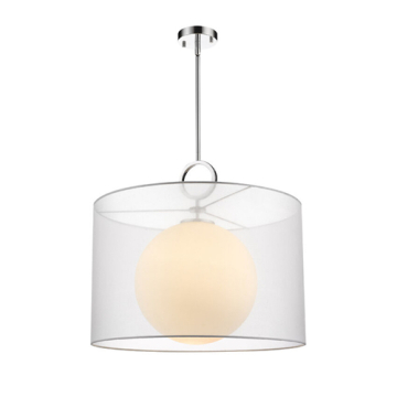 Z-Lite Arosia 24" 1-Light Pendant - 120V - Chrome / White