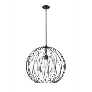 Z-Lite Elle 24" 1-Light Pendant - 120V - Matte Black / Clear