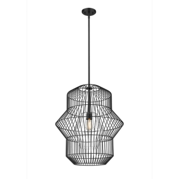 Z-Lite Orsay 24" 1-Light Pendant - 120V - Matte Black / Clear