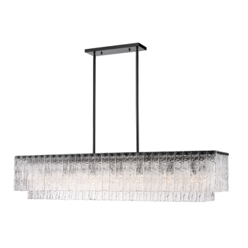 Z-Lite Glacier 53" 7-Light Linear Chandelier - 120V - Matte Black / Clear