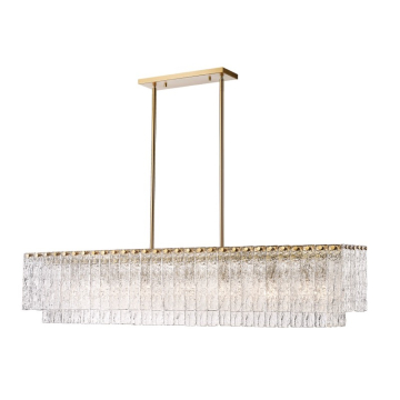 Z-Lite Glacier 53" 7-Light Linear Chandelier - 120V - Modern Gold / Clear