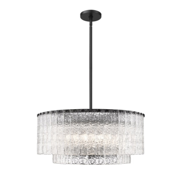 Z-Lite Glacier 27.5" 10-Light Pendant - 120V - Matte Black / Clear