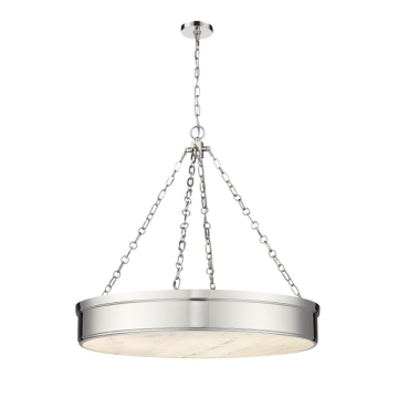 Z-Lite Anders 33" LED 3-Light Chandelier - 30W - CCT Selectable - 9,600 Lumens - 120V - Polished Nickel / Marbling