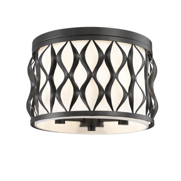 Z-Lite Harden 12" 3-Light Flush mount - 120V - Matte Black