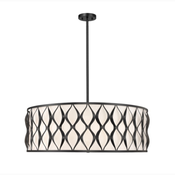 Z-Lite Harden 32" 10-Light Pendant - 120V - Matte Black / White