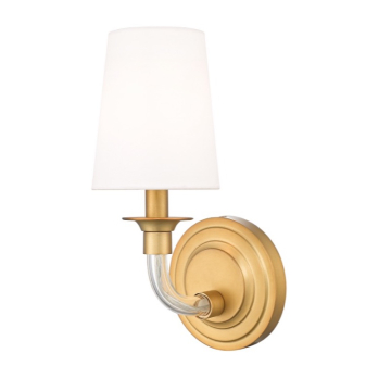 Z-Lite Katerina 1-Light Wall Sconce - 120V - Rubbed Brass / White