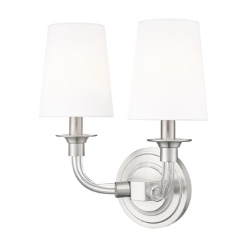 Z-Lite Katerina 2-Light Wall Sconce - 120V - Brushed Nickel / White