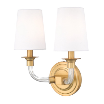 Z-Lite Katerina 2-Light Wall Sconce - 120V - Rubbed Brass / White