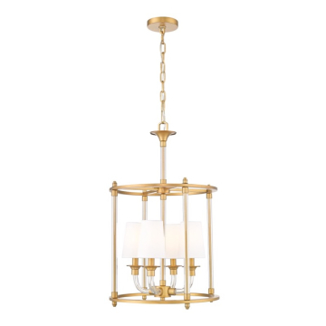 Z-Lite Katerina 16" 4-Light Chandelier - 120V - Rubbed Brass / White