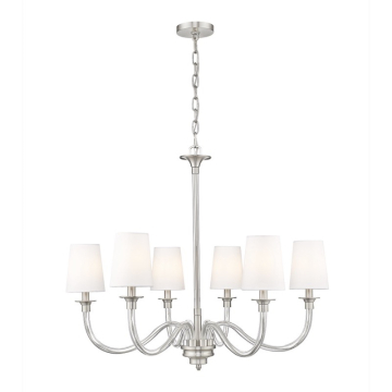 Z-Lite Katerina 32" 6-Light Chandelier - 120V - Brushed Nickel / White