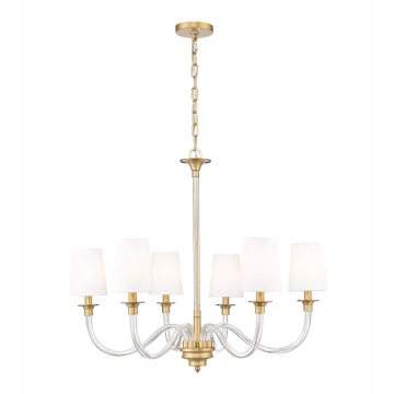 Z-Lite Katerina 32" 6-Light Chandelier - 120V - Rubbed Brass / White
