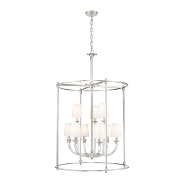 Z-Lite Katerina 28" 9-Light Chandelier - 120V - Brushed Nickel / White