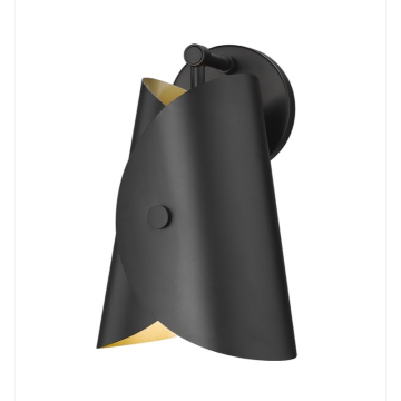 Z-Lite Salone 1-Light Wall Sconce - 120V - Matte Black / Gold