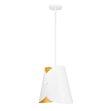 Z-Lite Salone 13" 1-Light Pendant - 120V - Matte White / Gold