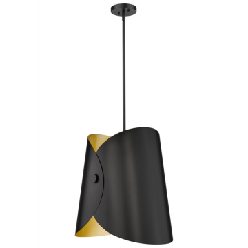 Z-Lite Salone 18" 1-Light Pendant - 120V - Matte Black / Gold