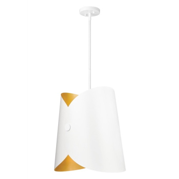 Z-Lite Salone 18" 1-Light Pendant - 120V - Matte White / Gold