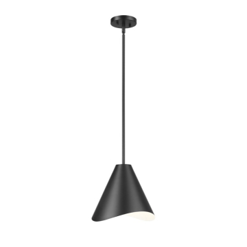 Z-Lite Aria 12" 1-Light Pendant - 120V - Matte Black / White