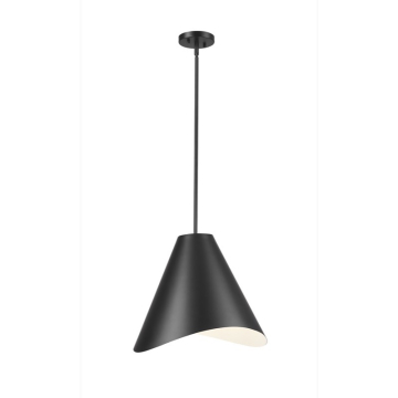 Z-Lite Aria 18" 1-Light Pendant - 120V - Matte Black / White