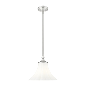 Z-Lite Fleur 12" 1-Light Pendant - 120V - Brushed Nickel / Opal Etched