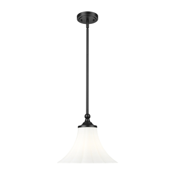Z-Lite Fleur 12" 1-Light Pendant - 120V - Matte Black / Opal Etched