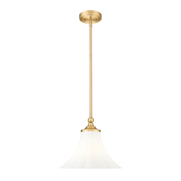 Z-Lite Fleur 12" 1-Light Pendant - 120V - Modern Gold / Opal Etched