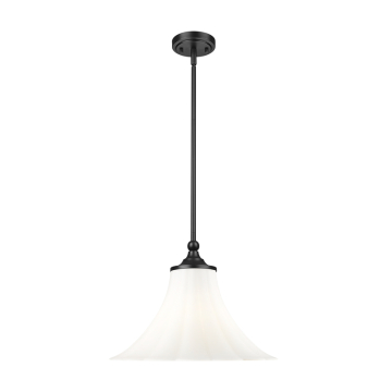 Z-Lite Fleur 16" 1-Light Pendant - 120V - Matte Black / Opal Etched