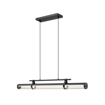 Z-Lite Benoit 44" LED 1-Light Linear Chandelier - 40W - CCT Selectable - 3,520 Lumens - 120V - Matte Black / Clear