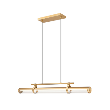 Z-Lite Benoit 44" LED 1-Light Linear Chandelier - 40W - CCT Selectable - 3,520 Lumens - 120V - Modern Gold / Clear
