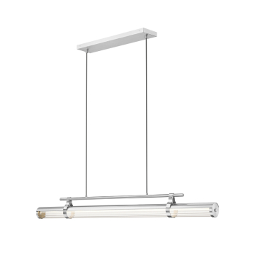 Z-Lite Benoit 56" LED 1-Light Linear Chandelier - 50W - CCT Selectable - 4,400 Lumens - 120V - Brushed Nickel / Clear