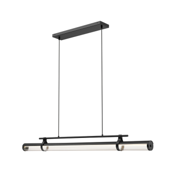 Z-Lite Benoit 56" LED 1-Light Linear Chandelier - 50W - CCT Selectable - 4,400 Lumens - 120V - Matte Black / Clear