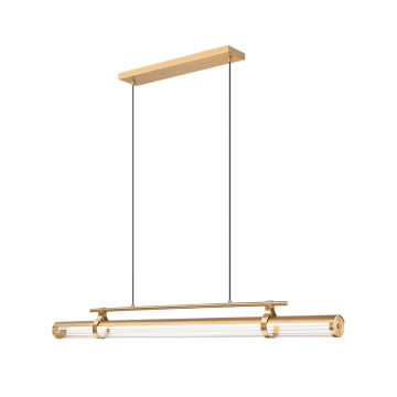 Z-Lite Benoit 56" LED 1-Light Linear Chandelier - 50W - CCT Selectable - 4,400 Lumens - 120V - Modern Gold / Clear
