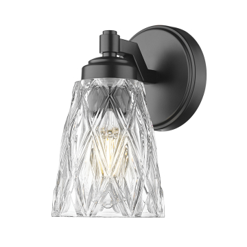 Z-Lite Andree 1-Light Wall Sconce - 120V - Matte Black / Clear