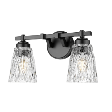 Z-Lite Andree 2-Light Vanity - 120V - Matte Black / Clear