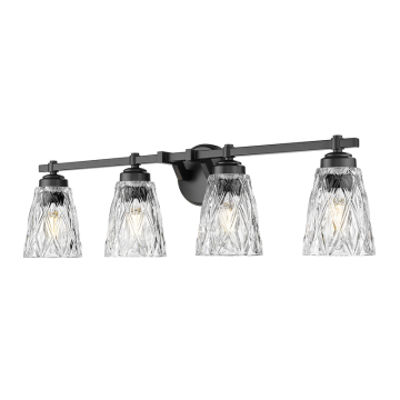 Z-Lite Andree 4-Light Vanity - 120V - Matte Black / Clear