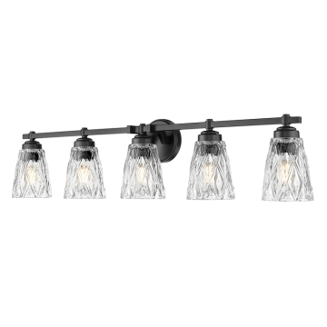 Z-Lite Andree 5-Light Vanity - 120V - Matte Black / Clear