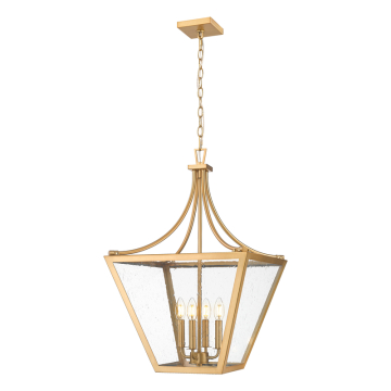 Z-Lite Montalcino 4-Light Chandelier - 120V - Rubbed Brass / Clear Seedy