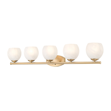 Z-Lite Colette 5-Light Vanity - 120V - Modern Gold / Feathered White