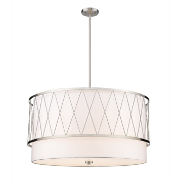 Z-Lite Dalton 32" 5-Light Pendant - 120V - Brushed Nickel / White