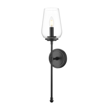Z-Lite Dominique 1-Light Wall Sconce - 120V - Matte Black / Clear