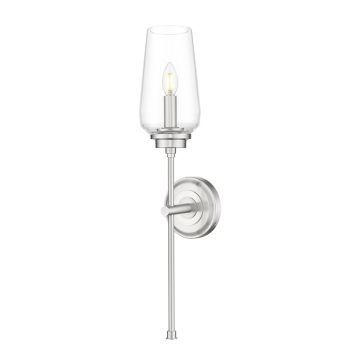 Z-Lite Clara 1-Light Wall Sconce - 120V - Brushed Nickel / Clear