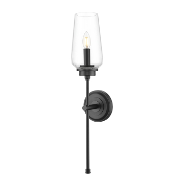 Z-Lite Clara 1-Light Wall Sconce - 120V - Matte Black / Clear
