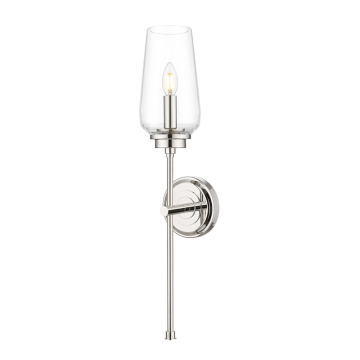 Z-Lite Clara 1-Light Wall Sconce - 120V - Polished Nickel / Clear