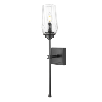 Z-Lite Cosmo 1-Light Wall Sconce - 120V - Matte Black / Clear