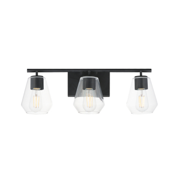 Maxim Lighting Geode 3-Light Bath Vanity - 120V - Black - Clear Glass